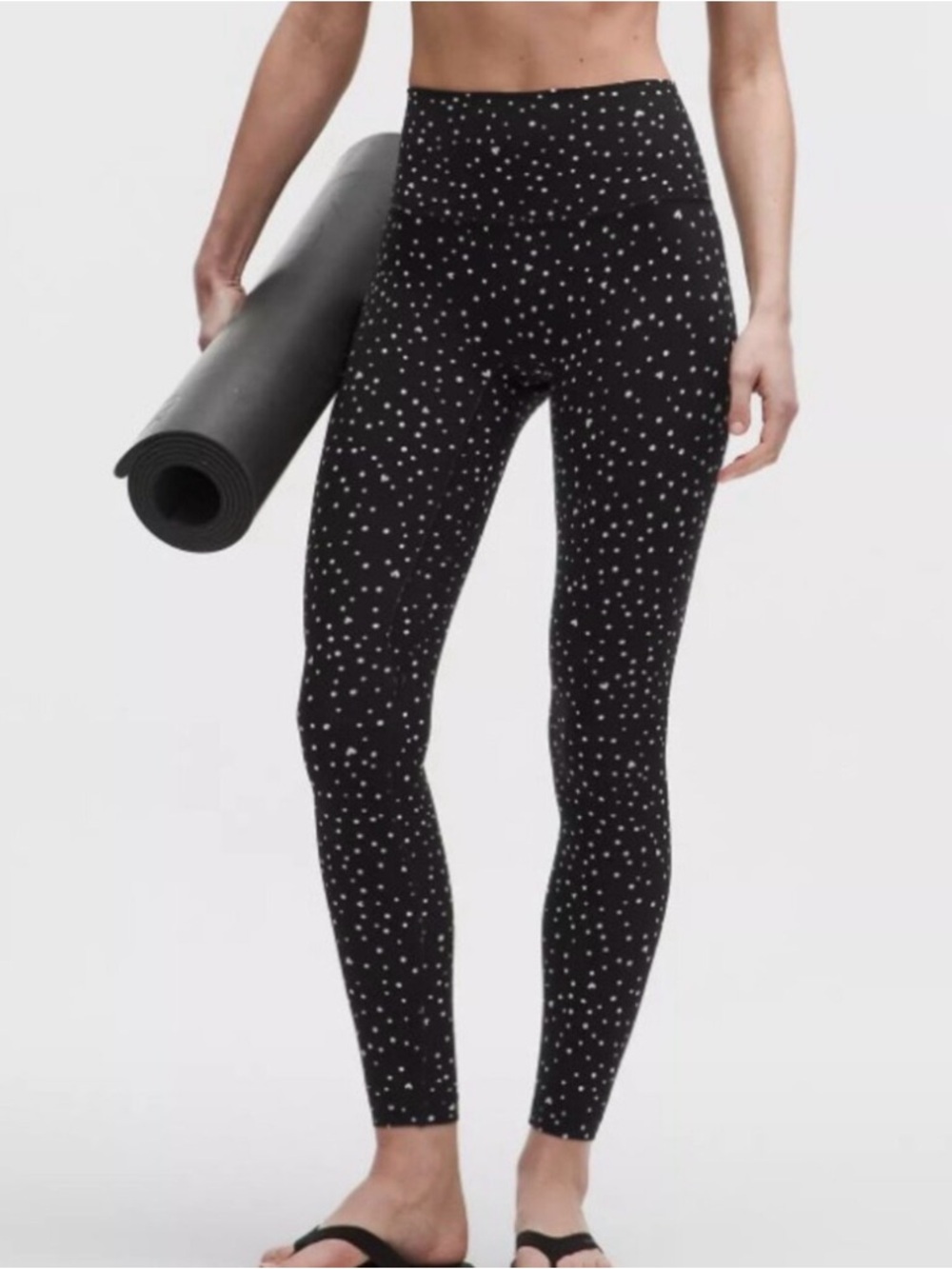 Sz 10 lululemon Align High-Rise Pant Heart Scatter Dot Print White Black - Picture 5 of 7